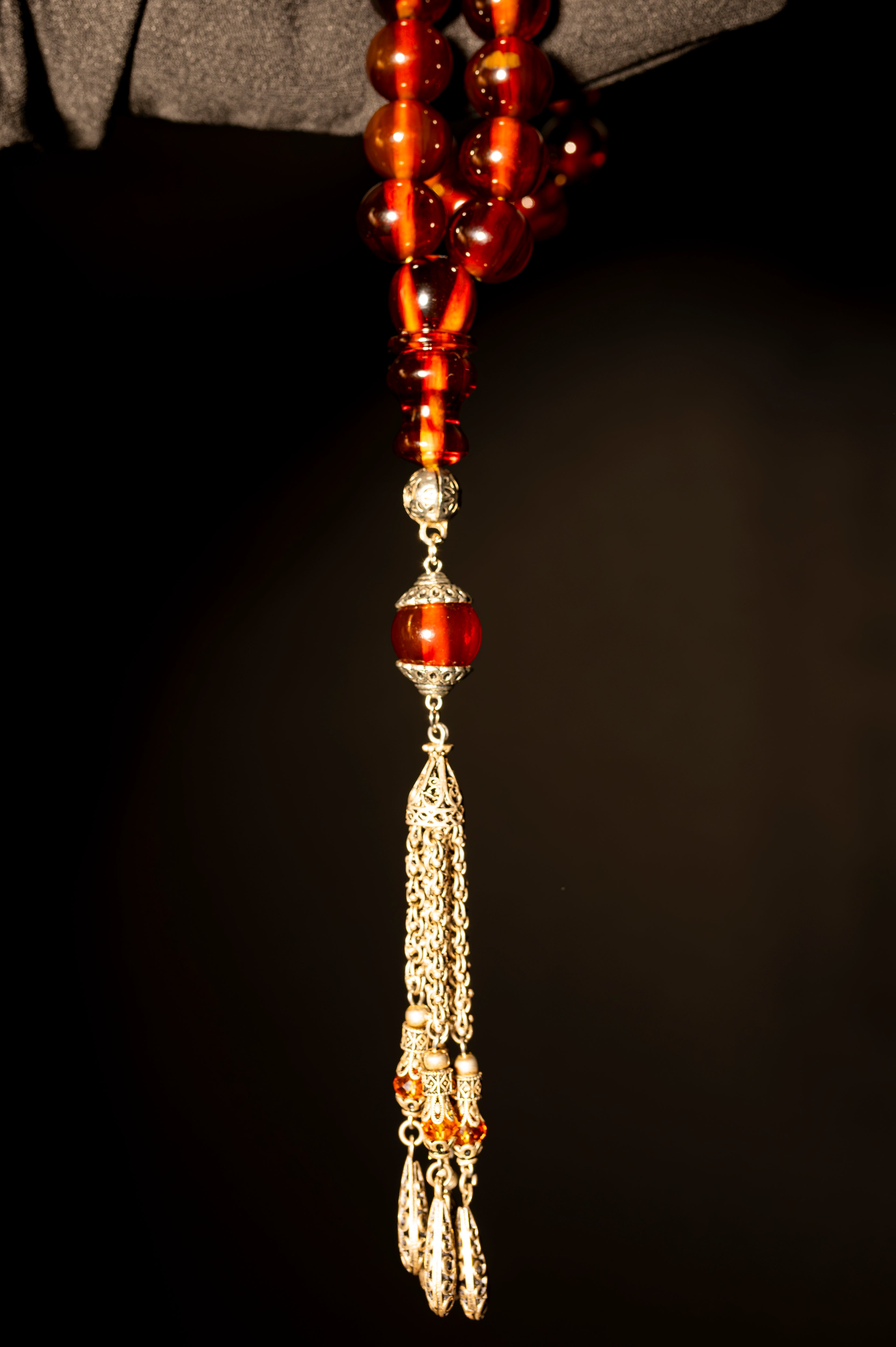 Unique Ottoman-style electric prayer beads (1/1) with a 925 sterling silver tassel - (13.14 mm)