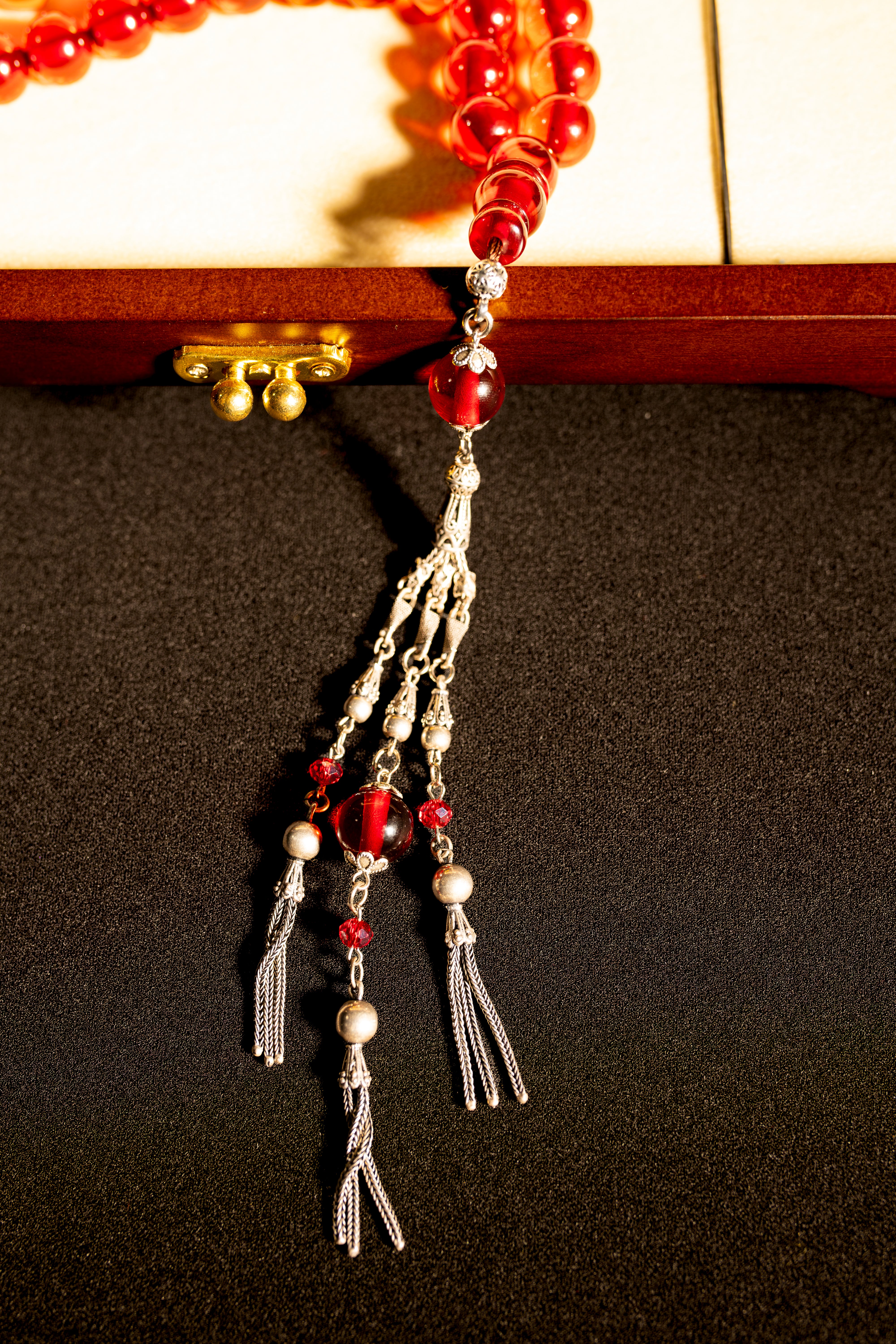 Electric fire Rosary with unique Ottoman composition (1/1) and 925 silver tassel - (13 mm)