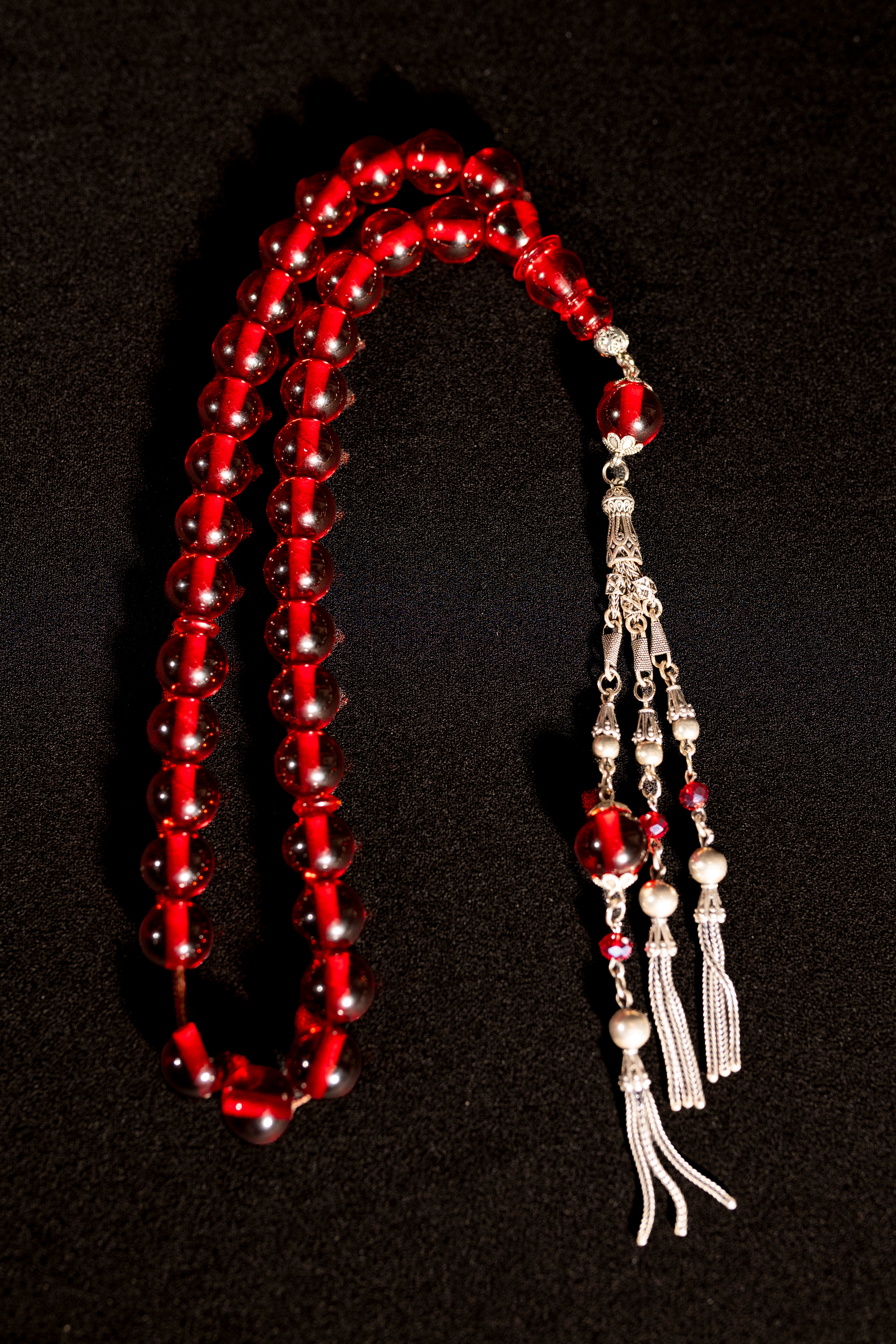 Electric fire Rosary with unique Ottoman composition (1/1) and 925 silver tassel - (13 mm)