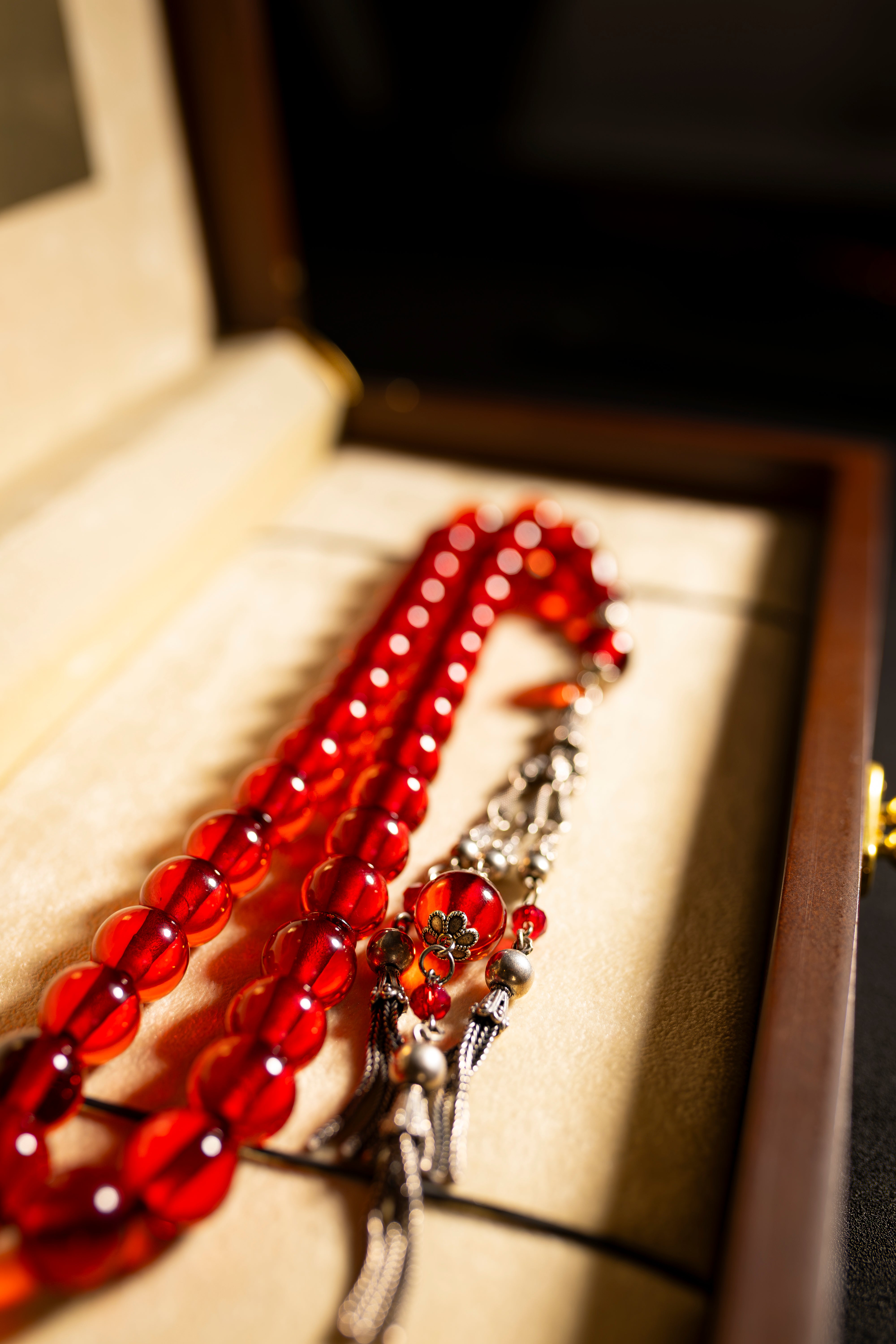 Electric fire Rosary with unique Ottoman composition (1/1) and 925 silver tassel - (13 mm)