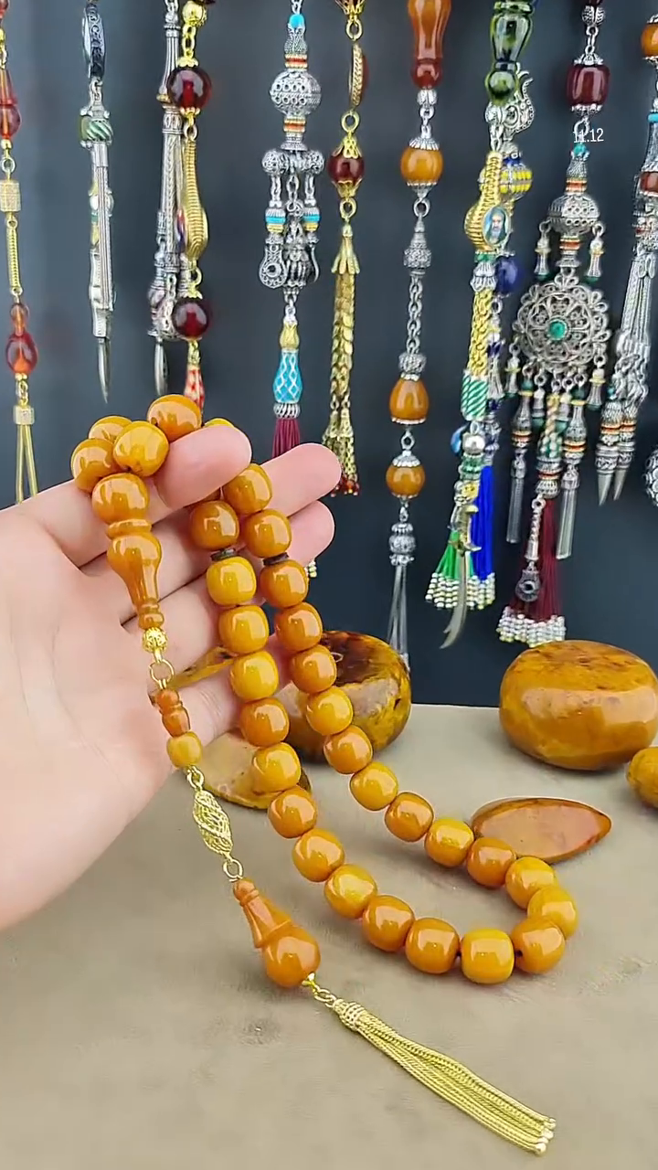 مسبحة كهرمان باغا بطراز عثماني | شرابة فضة عيار 925