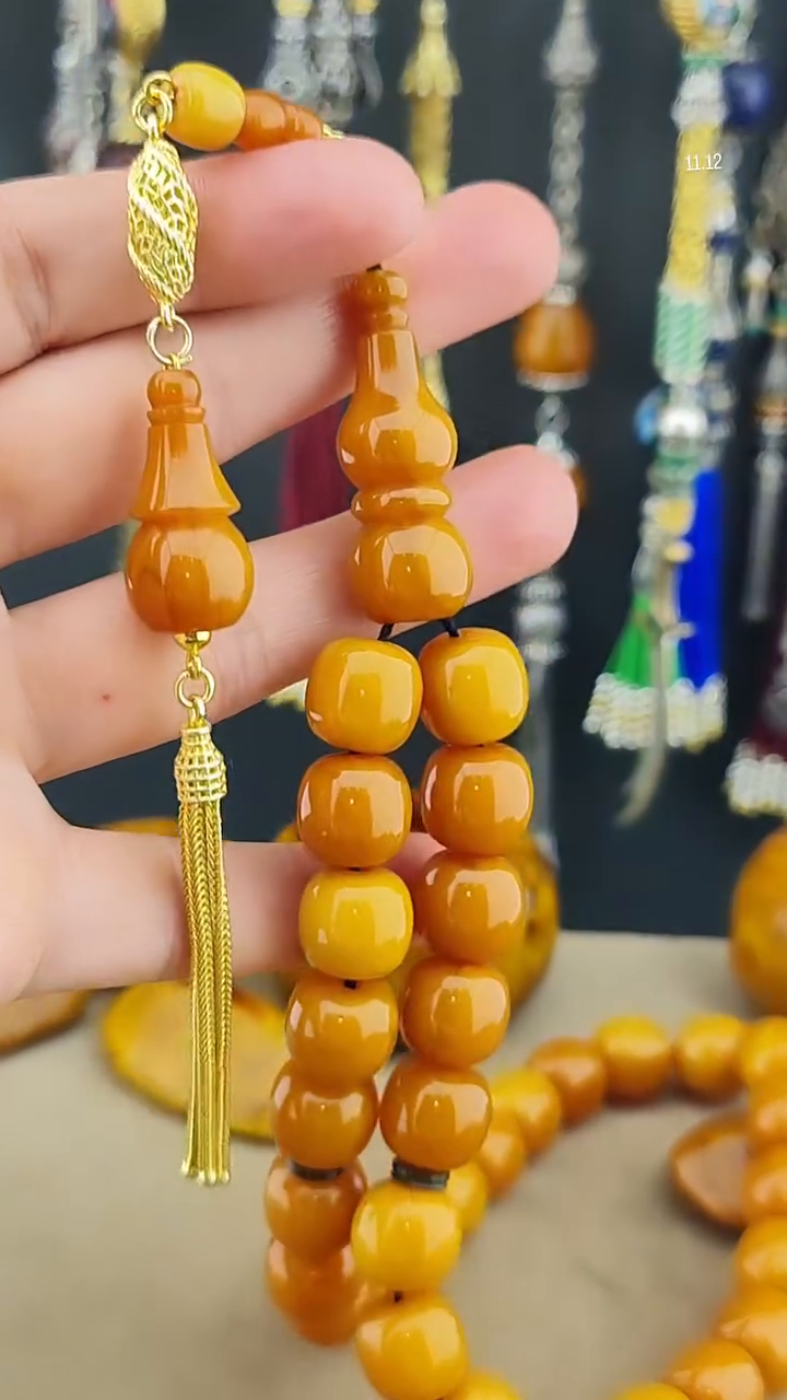 مسبحة كهرمان باغا بطراز عثماني | شرابة فضة عيار 925