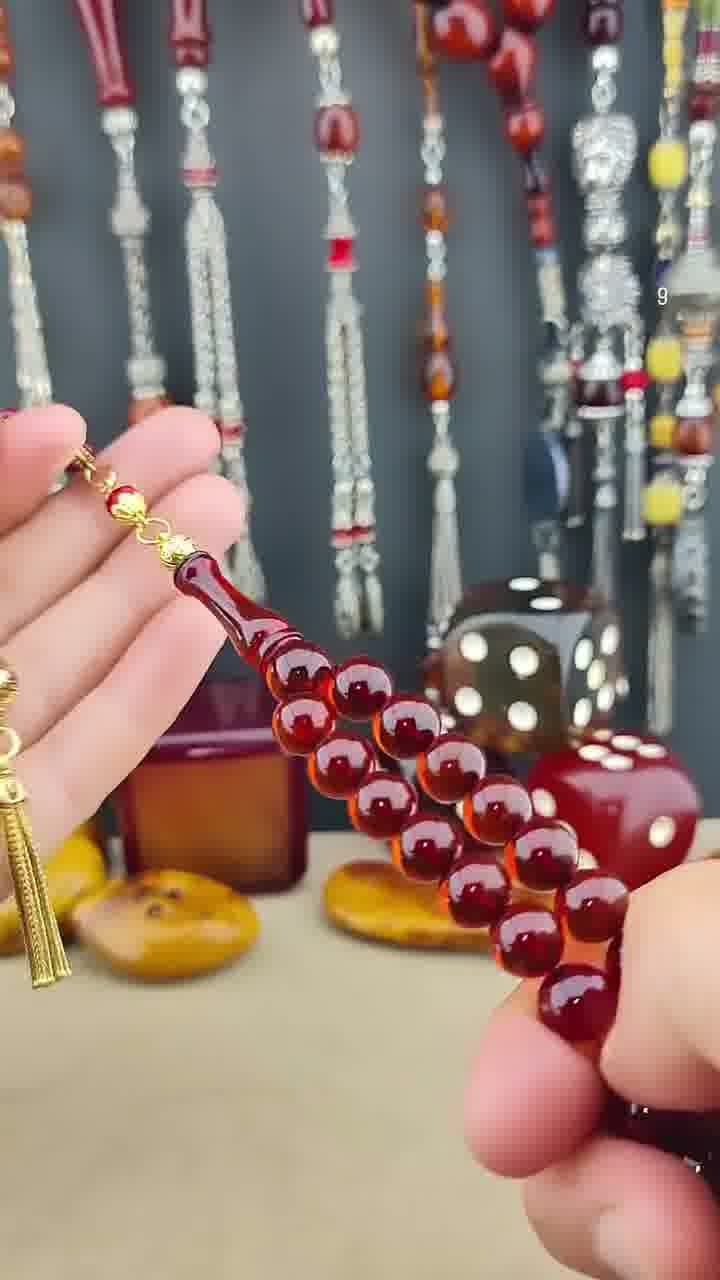 مسبحة كهرب أحمر فاخرة - إصدار فريد (1/1)