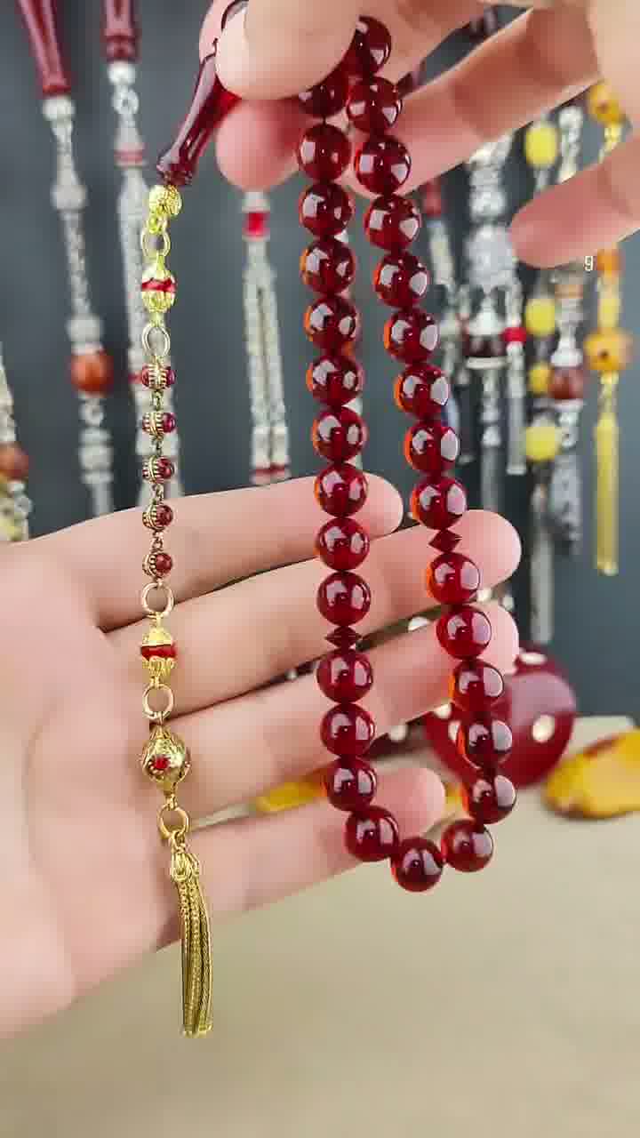 مسبحة كهرب أحمر فاخرة - إصدار فريد (1/1)