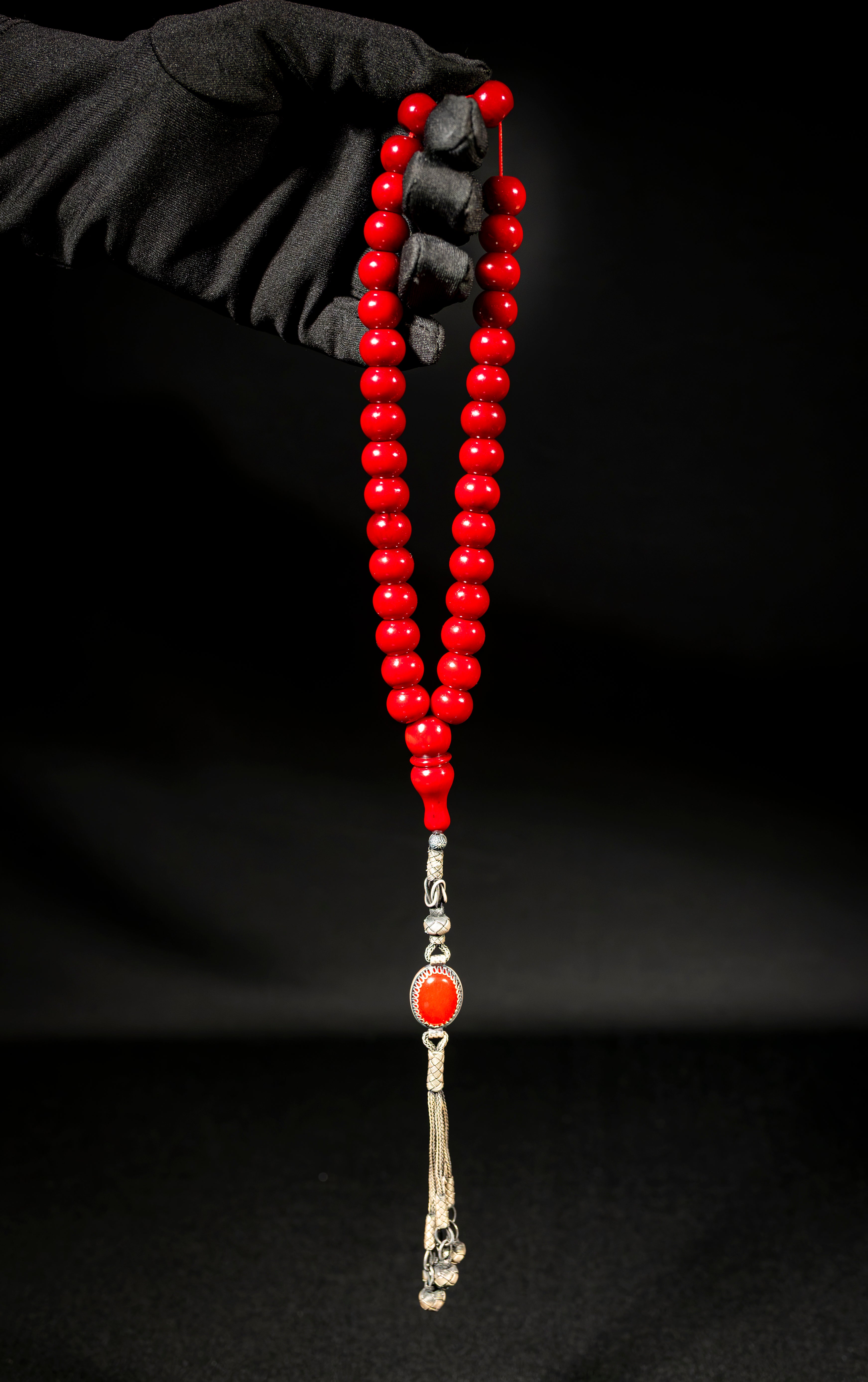 Electric misbaha made of compressed Ottoman amber with a 1000-silver tassel - (1/1)