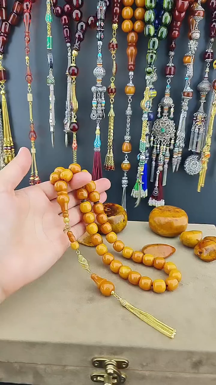 مسبحة كهرمان باغا بطراز عثماني | شرابة فضة عيار 925