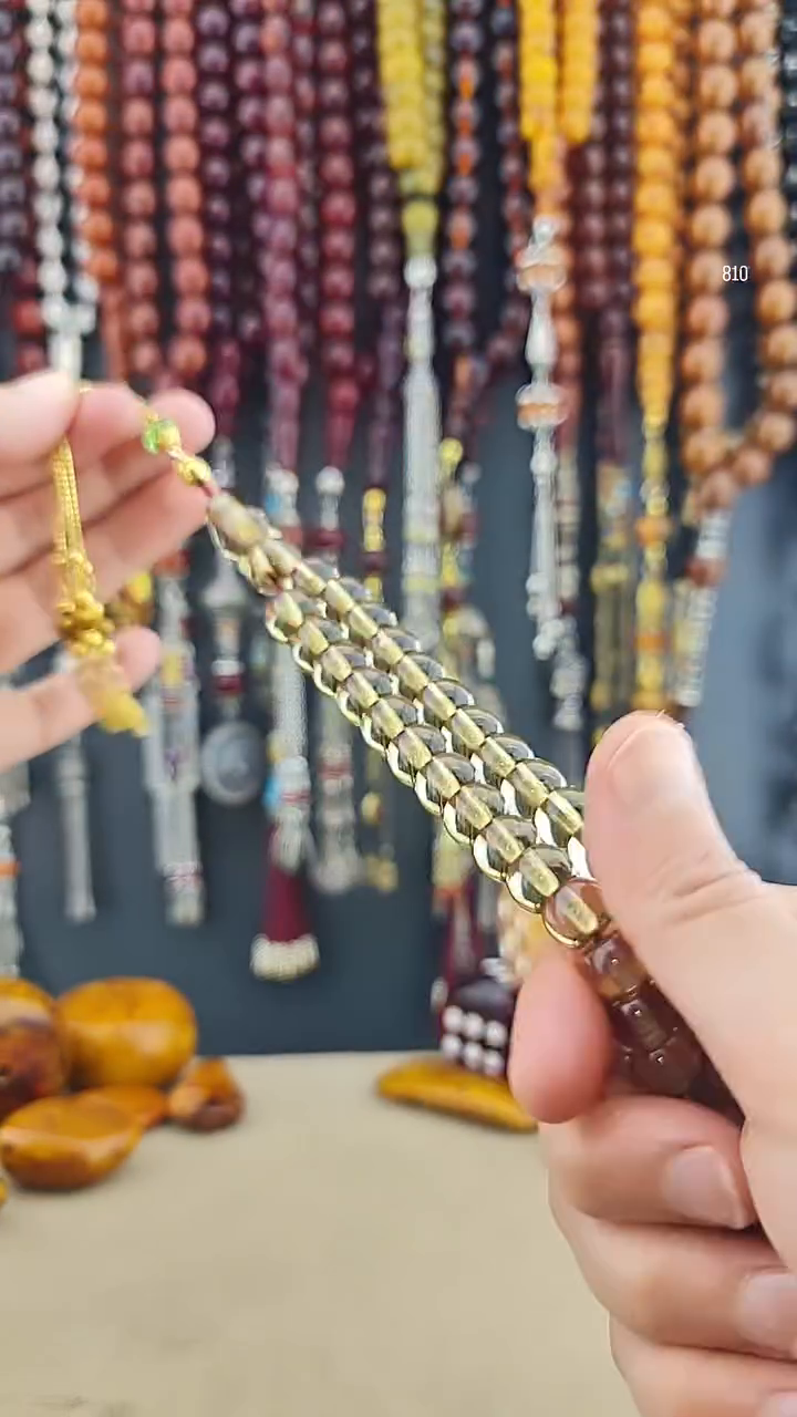 مسبحة كهرمان نجف بطراز عثماني | شرابة فضة عيار 925